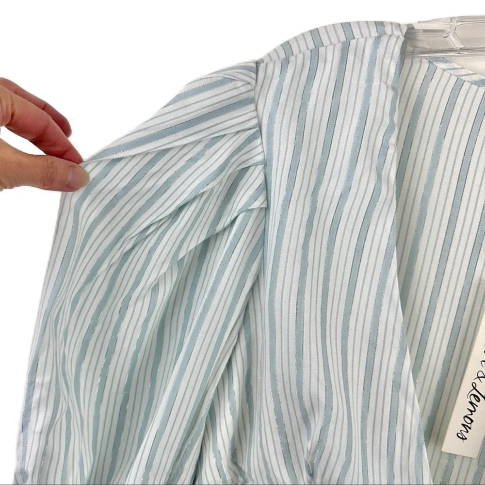 NWT For Love and Lemons Leslie Mini Dress Light Blue Size XS Metallic Stripe - Picture 7 of 10